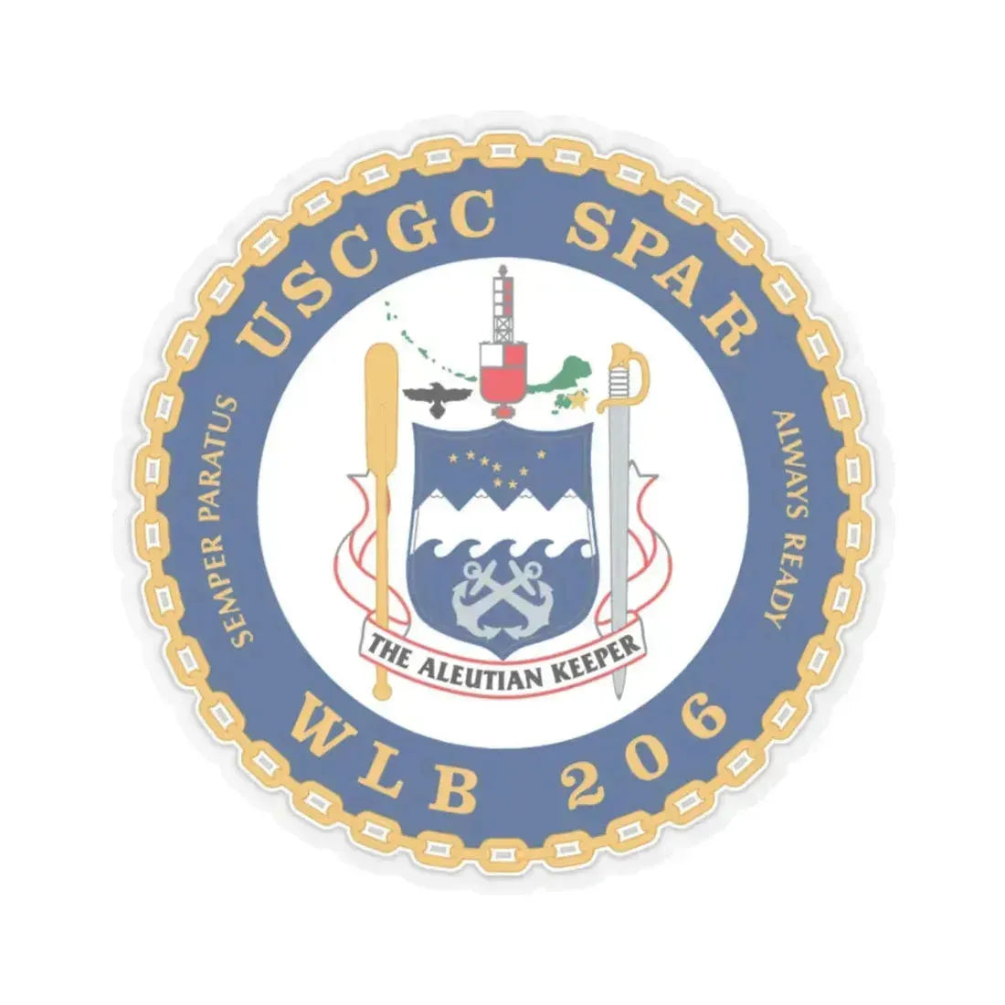 USCGC Spar WLB 206 (U.S. Coast Guard) STICKER Vinyl Kiss-Cut Decal 6 Inch Transparent - The Sticker Space
