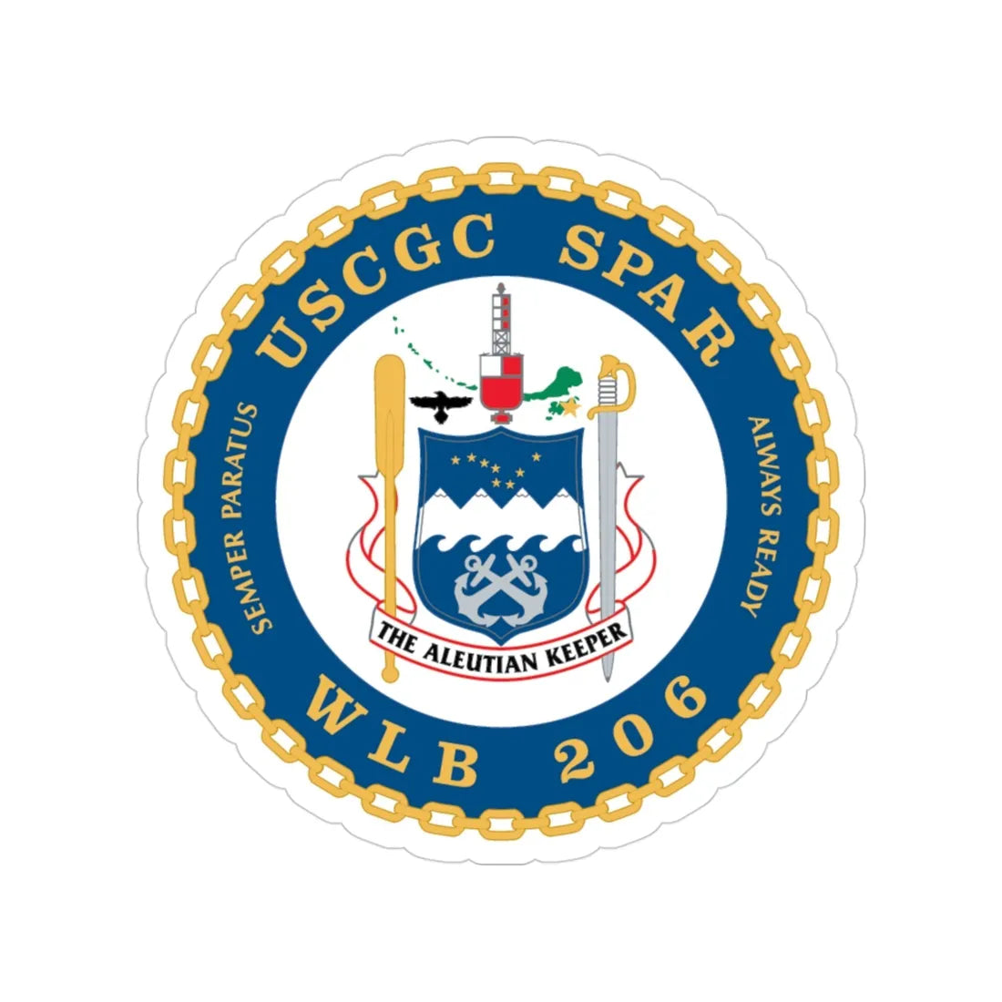 USCGC Spar WLB 206 (U.S. Coast Guard) Transparent STICKER Die-Cut Vinyl Decal 3 Inch - The Sticker Space