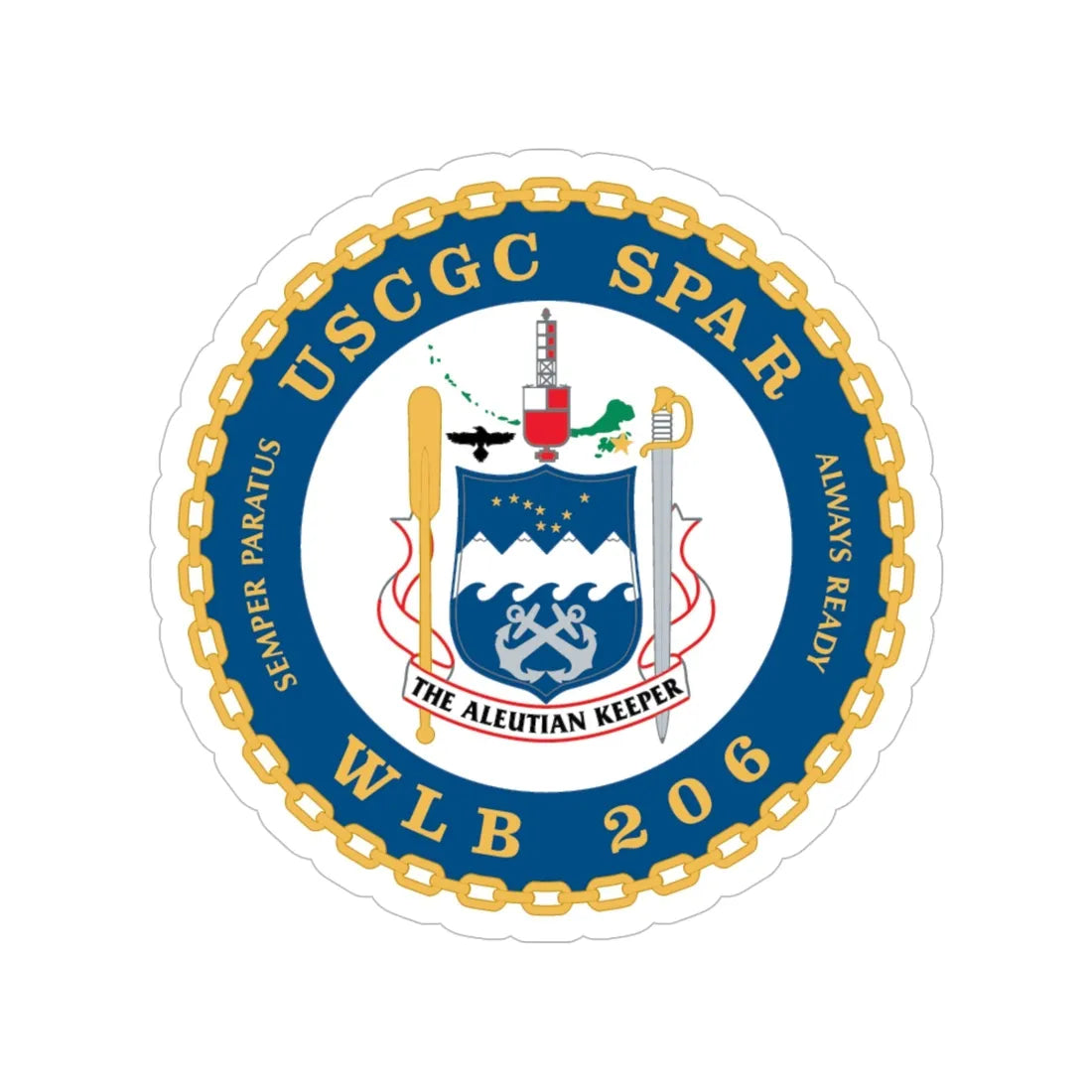 USCGC Spar WLB 206 (U.S. Coast Guard) Transparent STICKER Die-Cut Vinyl Decal 5 Inch - The Sticker Space