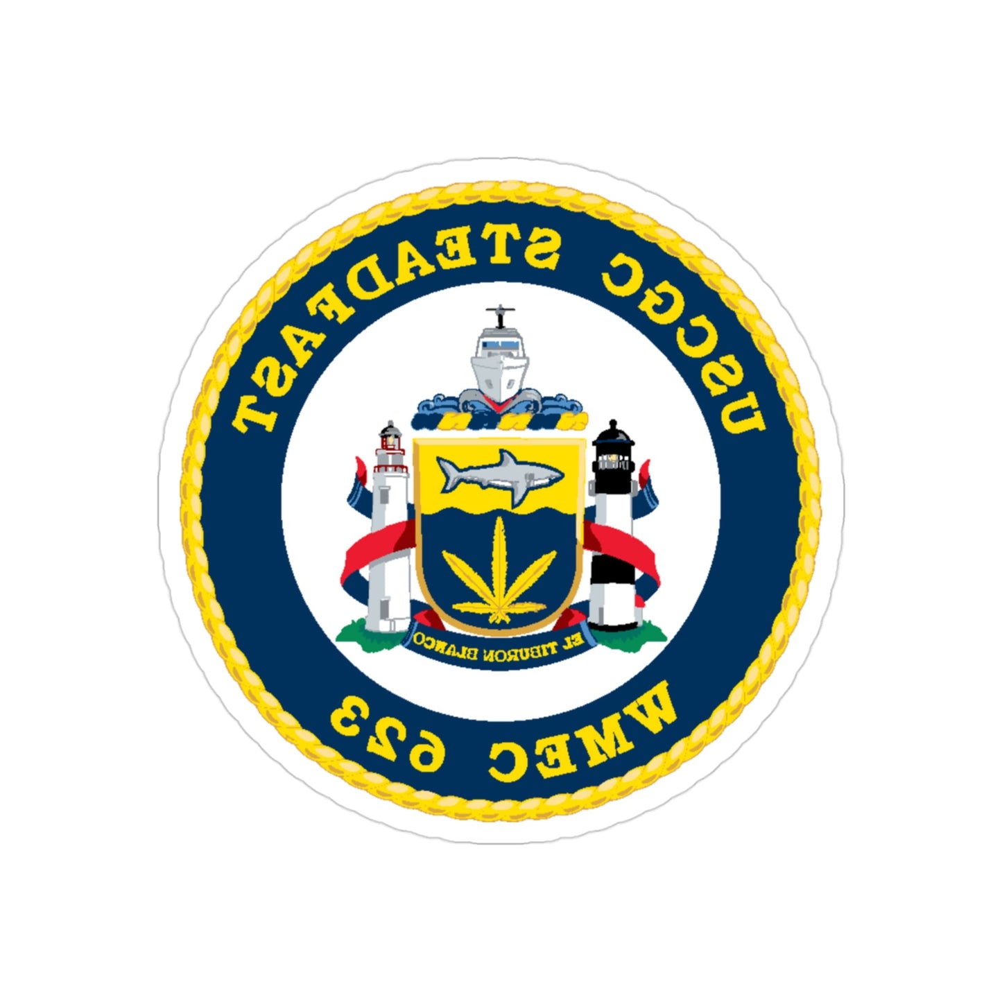 USCGC Steadfast WMEC 623 (U.S. Coast Guard) REVERSE PRINT Transparent STICKER-3" × 3"-The Sticker Space