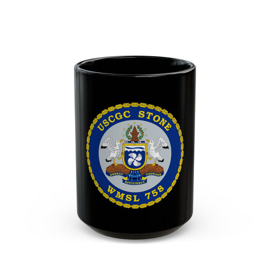 USCGC STONE WMSL 758 (U.S. Coast Guard) Black Coffee Mug-15oz-The Sticker Space