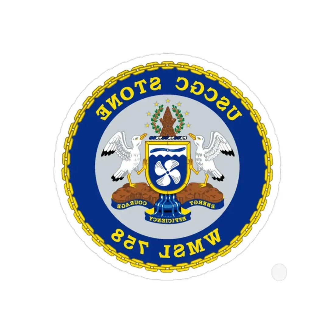 USCGC STONE WMSL 758 (U.S. Coast Guard) REVERSE PRINT Transparent Die-Cut STICKER 2 Inch Die-Cut Transparent - The Sticker Space
