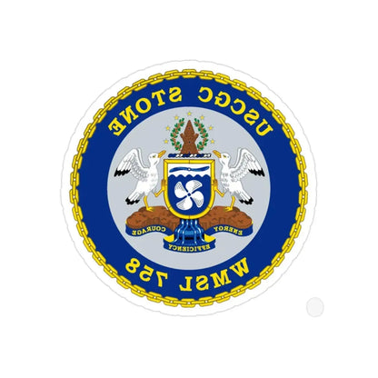 USCGC STONE WMSL 758 (U.S. Coast Guard) REVERSE PRINT Transparent Die-Cut STICKER 2 Inch Die-Cut Transparent - The Sticker Space