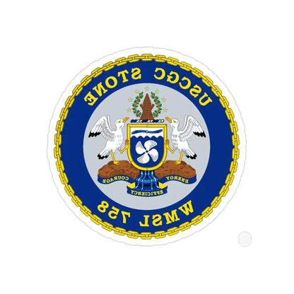 USCGC STONE WMSL 758 (U.S. Coast Guard) REVERSE PRINT Transparent Die-Cut STICKER 3 Inch Die-Cut Transparent - The Sticker Space