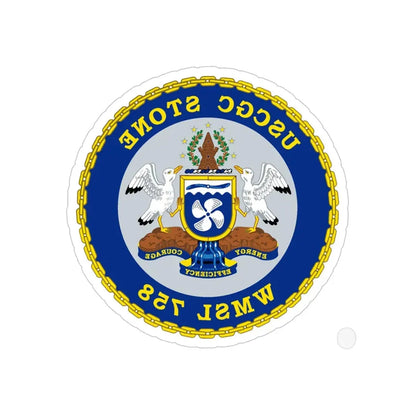 USCGC STONE WMSL 758 (U.S. Coast Guard) REVERSE PRINT Transparent Die-Cut STICKER 5 Inch Die-Cut Transparent - The Sticker Space