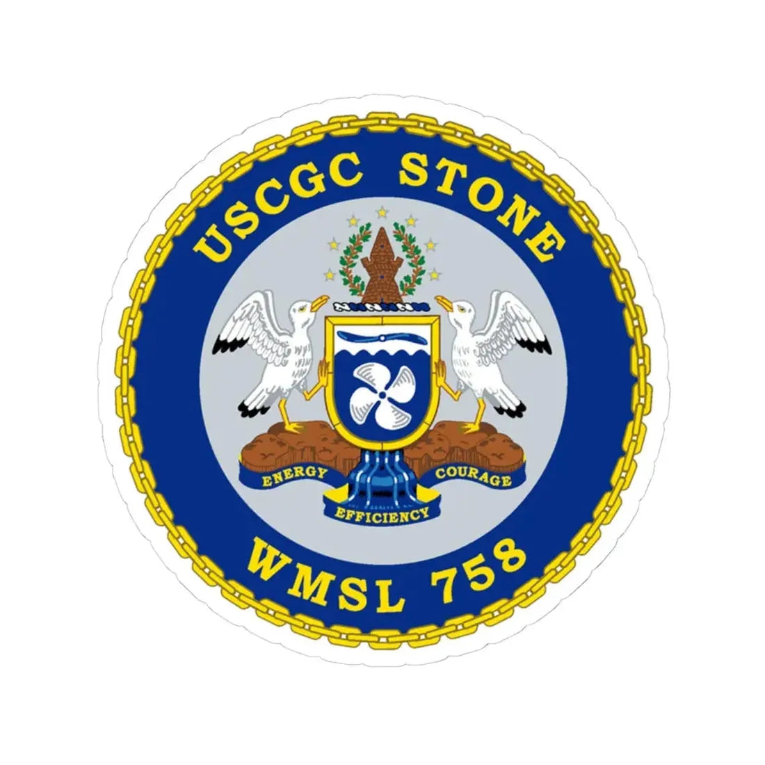 USCGC STONE WMSL 758 (U.S. Coast Guard) STICKER Vinyl Kiss-Cut Decal 4 Inch White - The Sticker Space