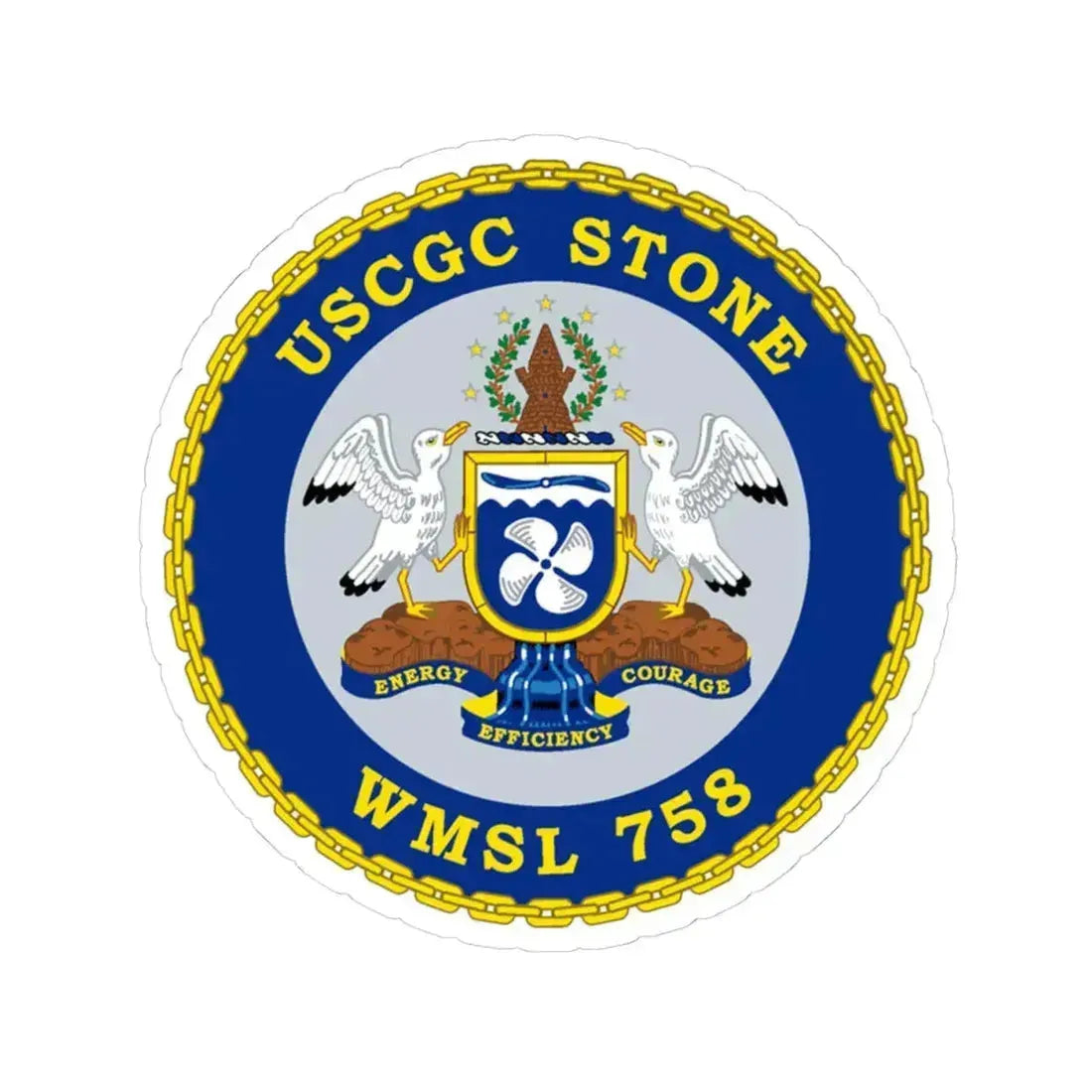 USCGC STONE WMSL 758 (U.S. Coast Guard) STICKER Vinyl Kiss-Cut Decal 4 Inch White - The Sticker Space