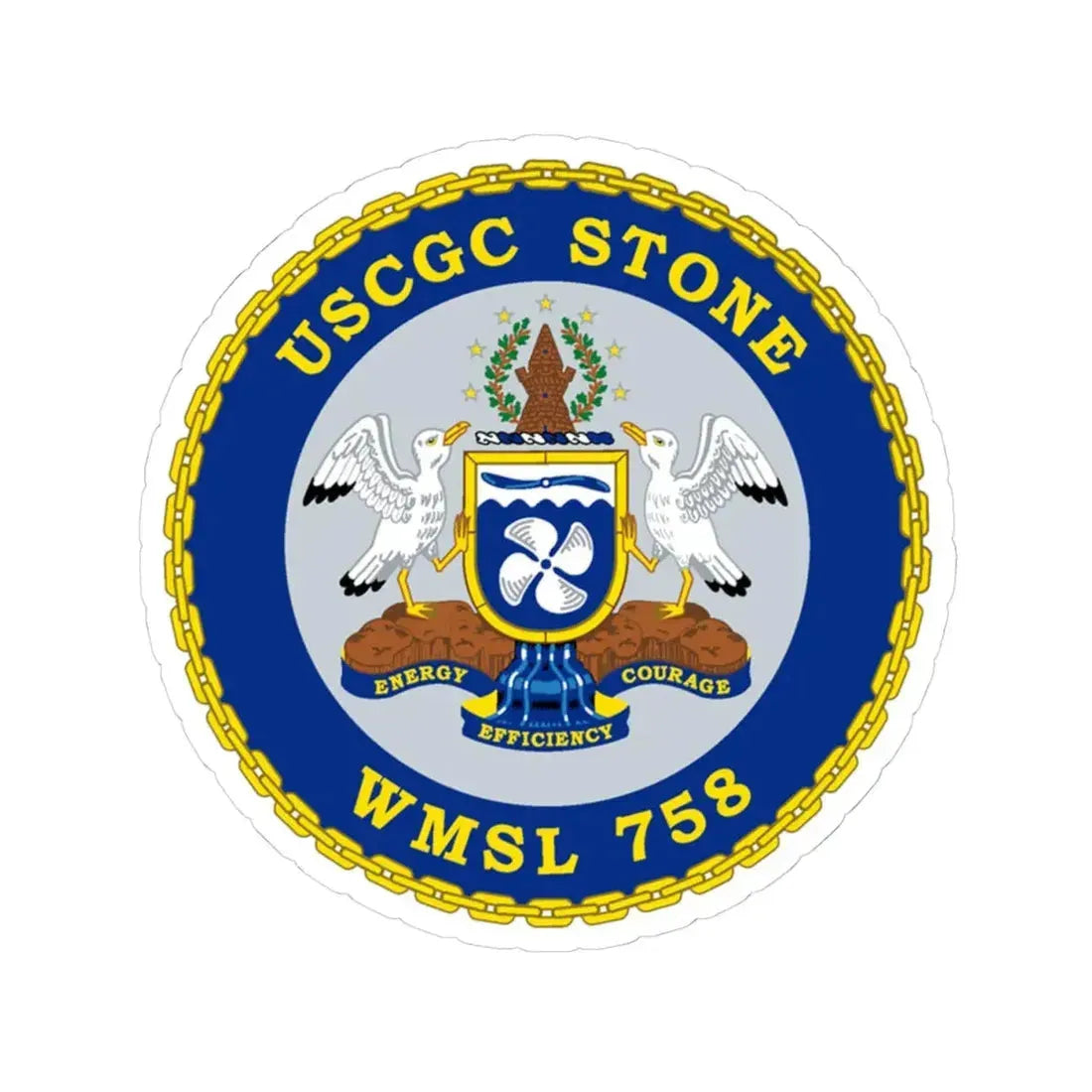 USCGC STONE WMSL 758 (U.S. Coast Guard) STICKER Vinyl Kiss-Cut Decal 4 Inch White - The Sticker Space