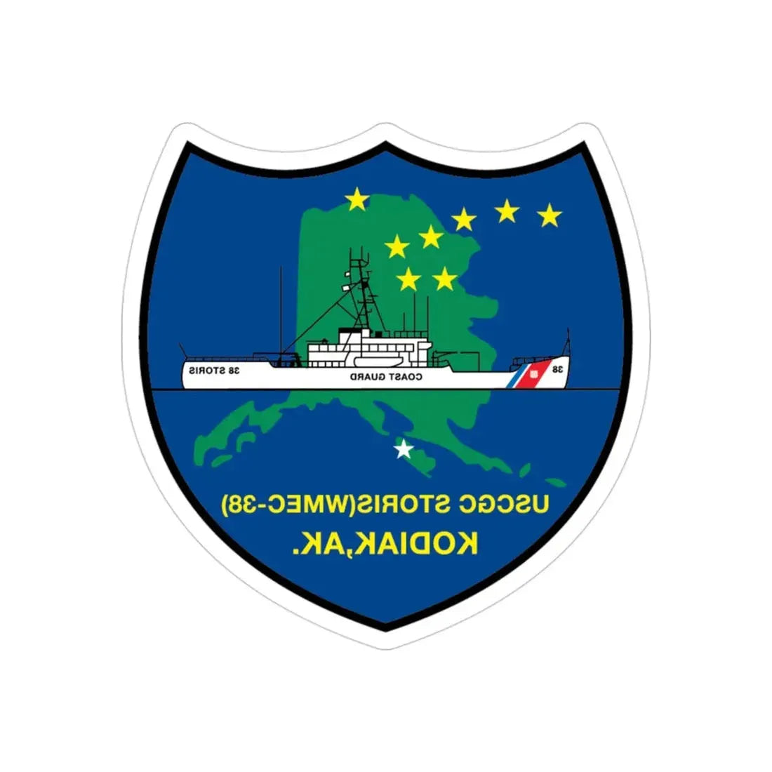 USCGC Storis WMEC 38 (U.S. Coast Guard) REVERSE PRINT Transparent Die-Cut STICKER 3 Inch Die-Cut Transparent - The Sticker Space