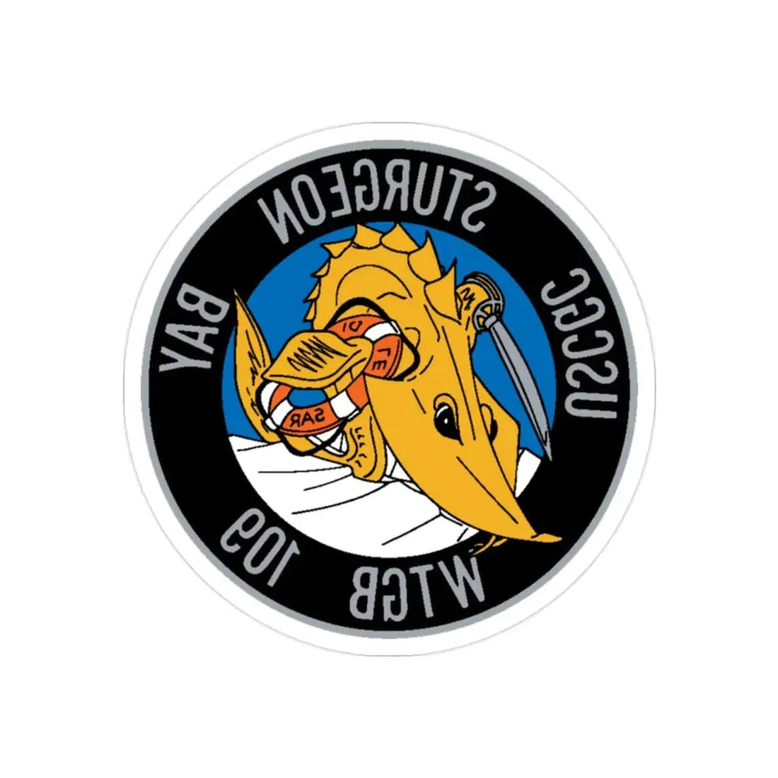 USCGC Sturgeon WTGB 109 (U.S. Coast Guard) REVERSE PRINT Transparent Die-Cut STICKER 2 Inch Die-Cut Transparent - The Sticker Space