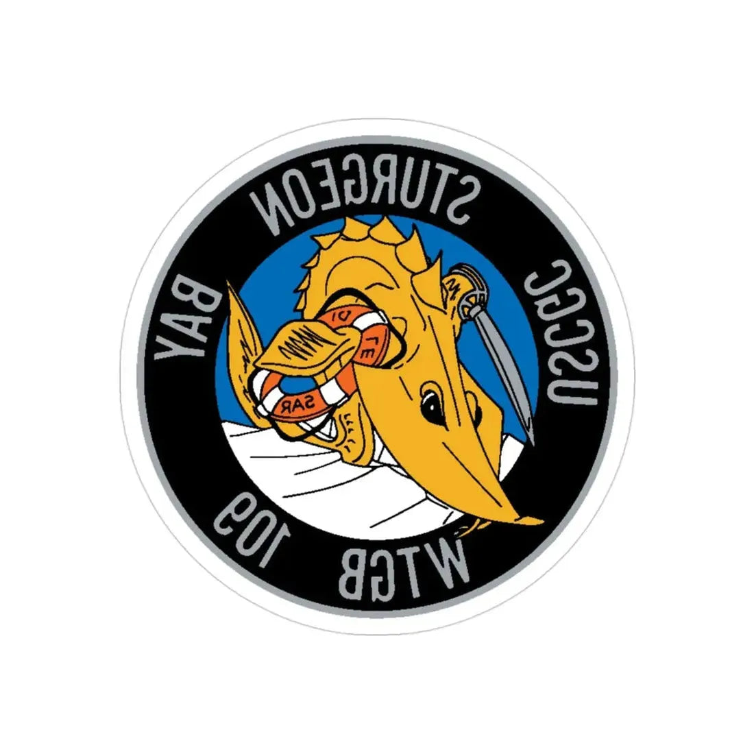 USCGC Sturgeon WTGB 109 (U.S. Coast Guard) REVERSE PRINT Transparent Die-Cut STICKER 3 Inch Die-Cut Transparent - The Sticker Space