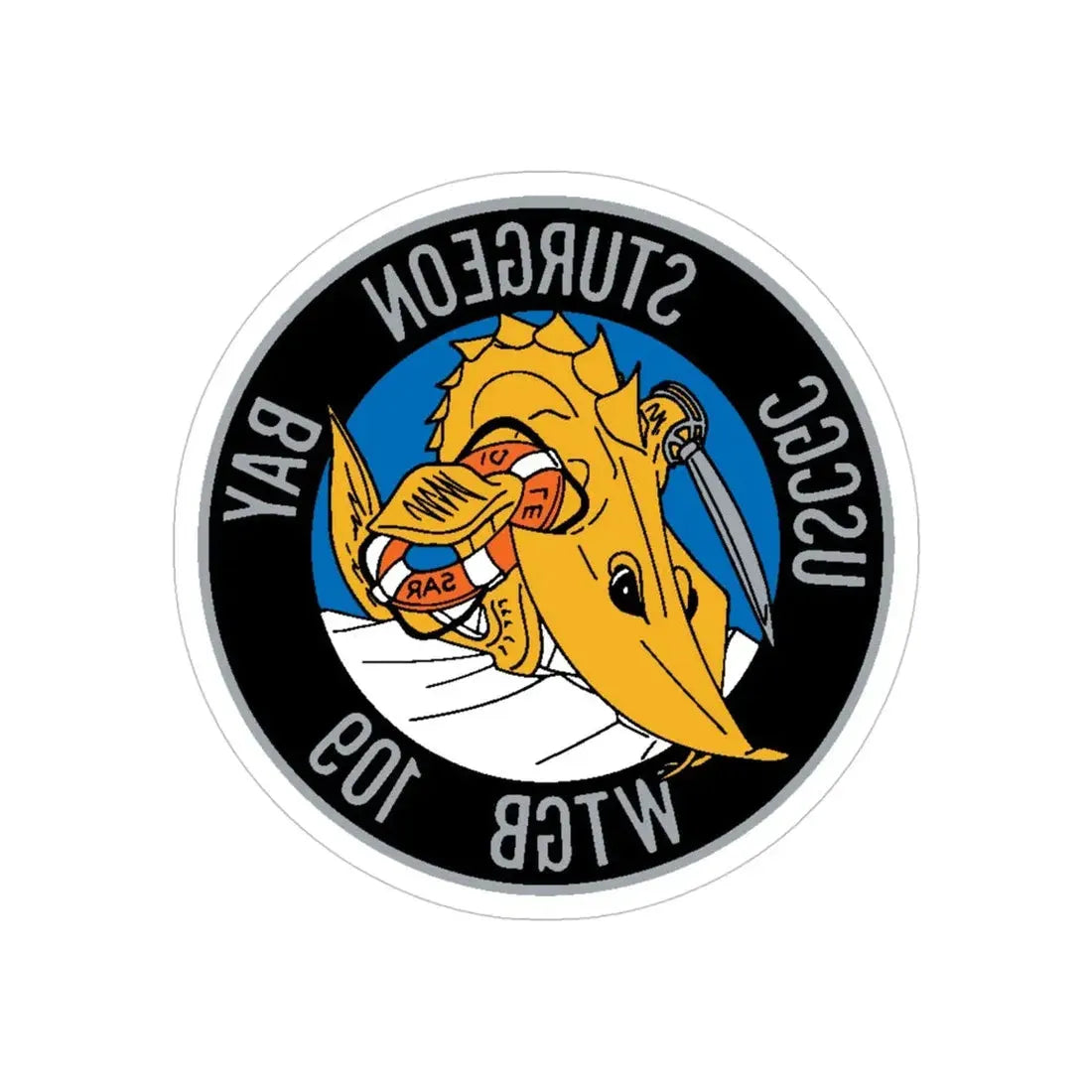 USCGC Sturgeon WTGB 109 (U.S. Coast Guard) REVERSE PRINT Transparent Die-Cut STICKER 4 Inch Die-Cut Transparent - The Sticker Space