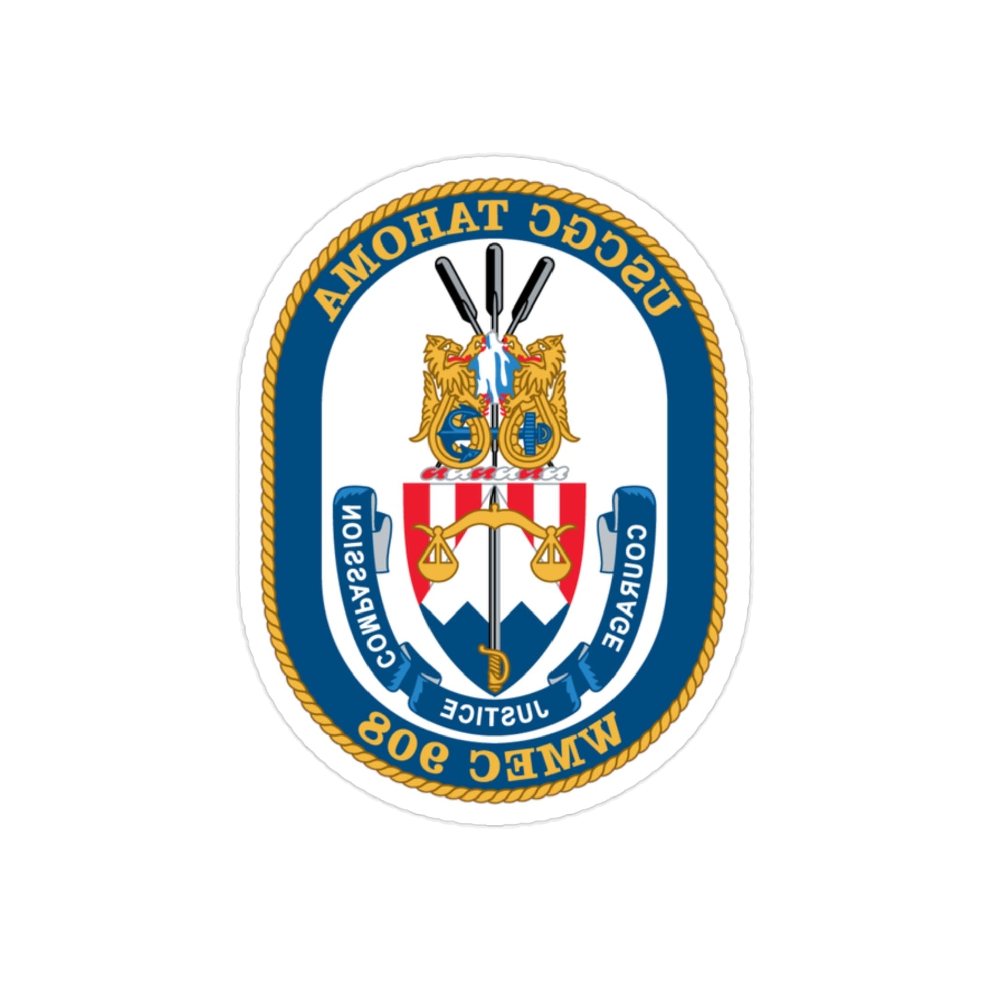 USCGC Tahoma WMEC 908 (U.S. Coast Guard) REVERSE PRINT Transparent STICKER-2 Inch-The Sticker Space