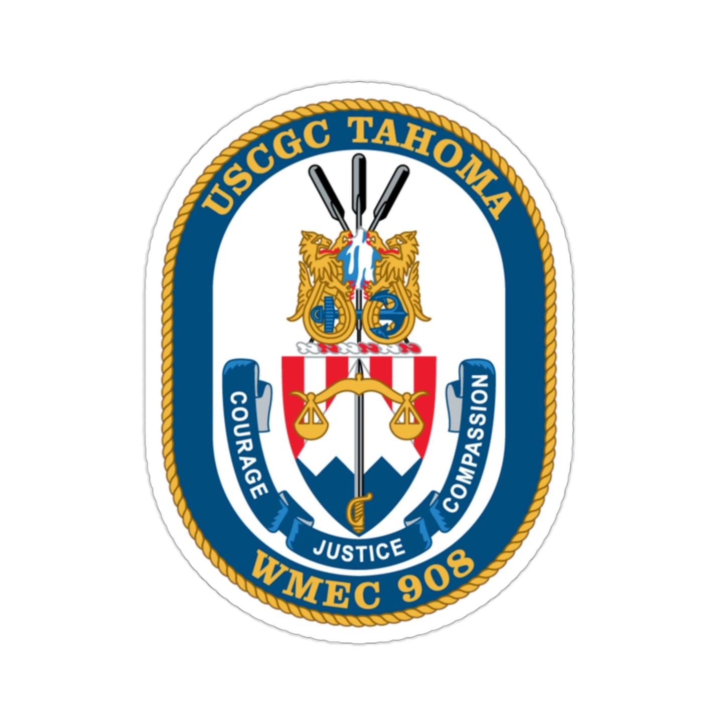 USCGC Tahoma WMEC 908 (U.S. Coast Guard) STICKER Vinyl Die-Cut Decal-2 Inch-The Sticker Space