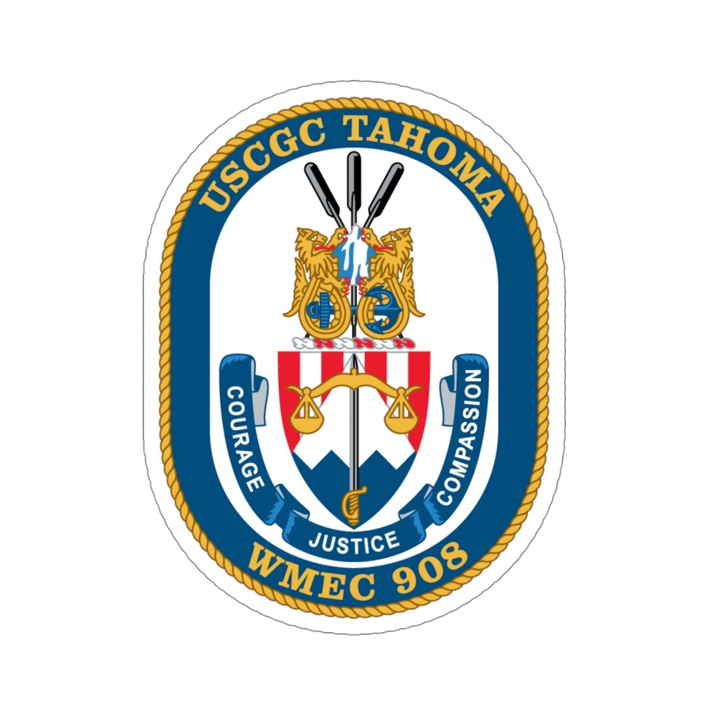 USCGC Tahoma WMEC 908 (U.S. Coast Guard) STICKER Vinyl Die-Cut Decal-4 Inch-The Sticker Space