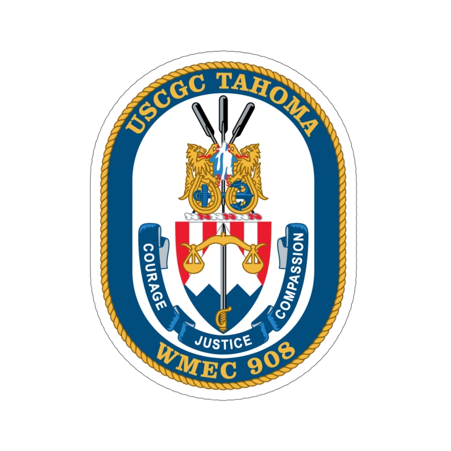 USCGC Tahoma WMEC 908 (U.S. Coast Guard) STICKER Vinyl Die-Cut Decal-5 Inch-The Sticker Space