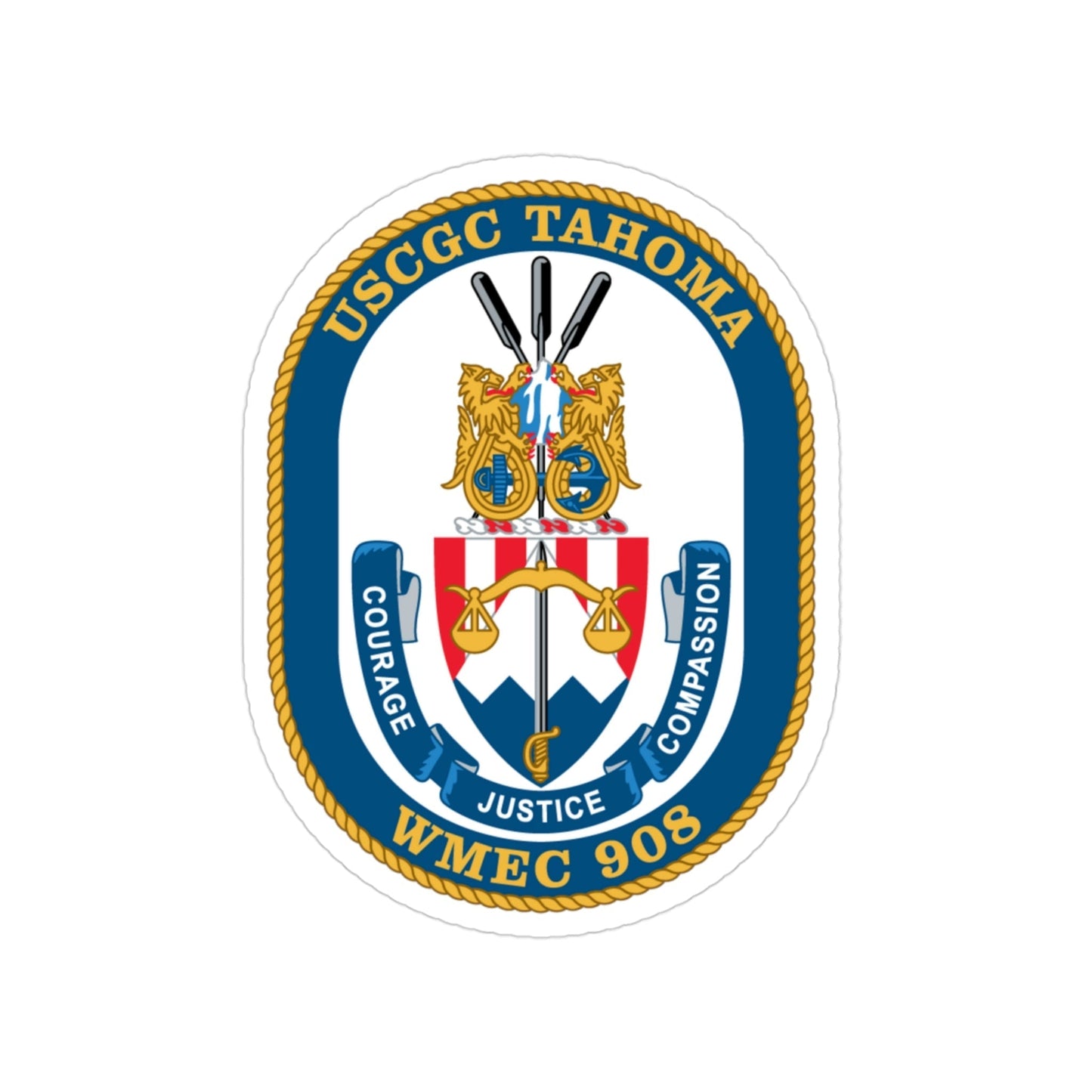 USCGC Tahoma WMEC 908 (U.S. Coast Guard) Transparent STICKER Die-Cut Vinyl Decal-3 Inch-The Sticker Space