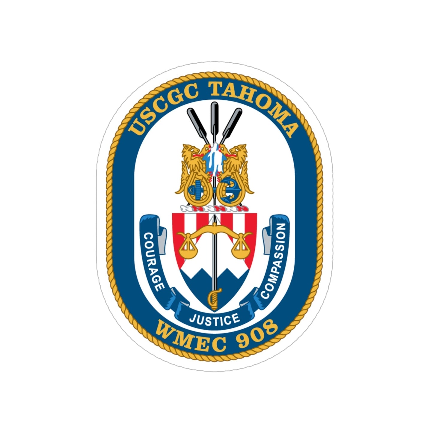 USCGC Tahoma WMEC 908 (U.S. Coast Guard) Transparent STICKER Die-Cut Vinyl Decal-5 Inch-The Sticker Space