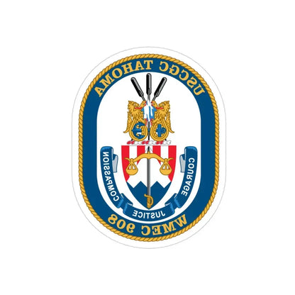 USCGC Tahoma WMEC 908 (U.S. Coast Guard) REVERSE PRINT Transparent Die-Cut STICKER 3 Inch Die-Cut Transparent - The Sticker Space