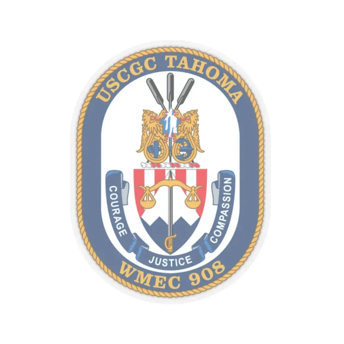 USCGC Tahoma WMEC 908 (U.S. Coast Guard) STICKER Vinyl Kiss-Cut Decal 2 Inch Transparent - The Sticker Space
