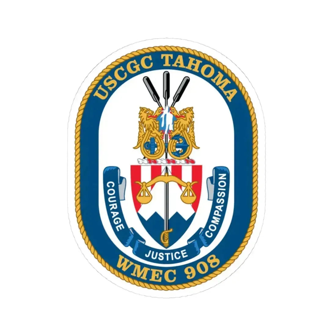 USCGC Tahoma WMEC 908 (U.S. Coast Guard) STICKER Vinyl Kiss-Cut Decal 3 Inch White - The Sticker Space