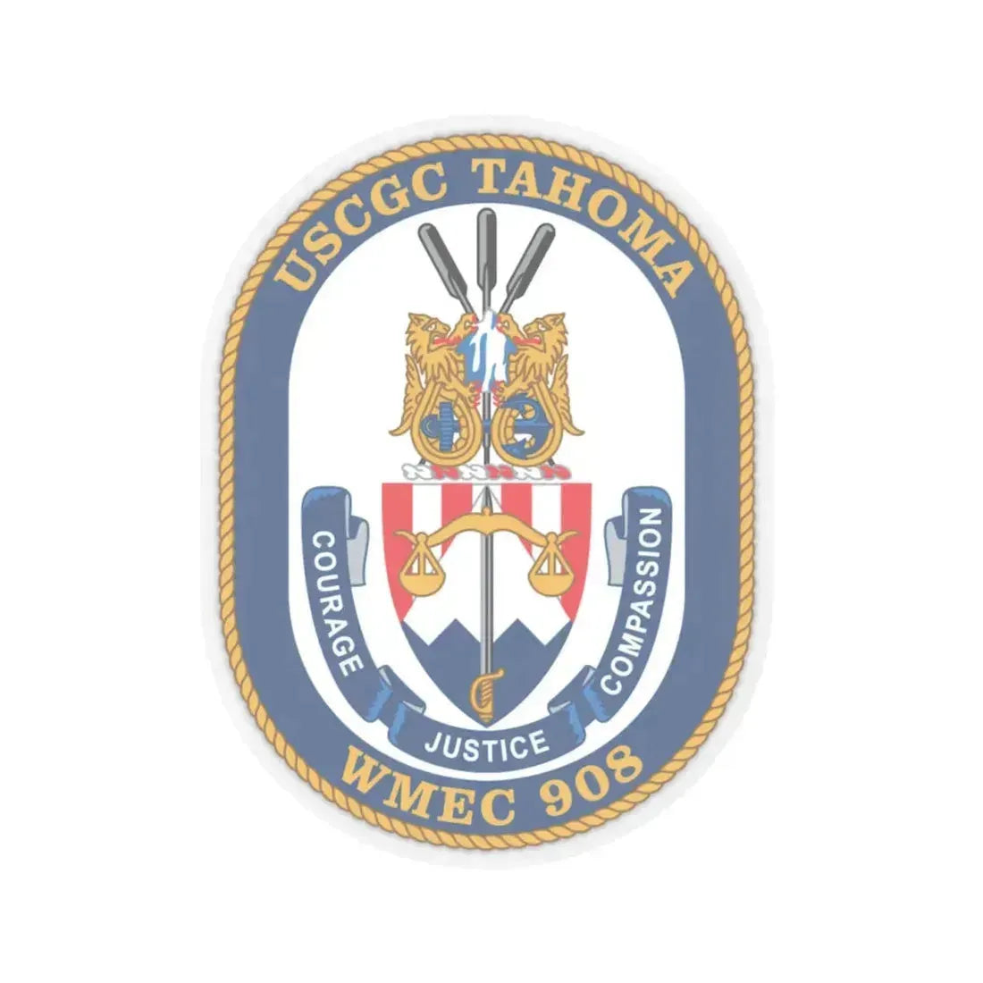 USCGC Tahoma WMEC 908 (U.S. Coast Guard) STICKER Vinyl Kiss-Cut Decal 4 Inch Transparent - The Sticker Space
