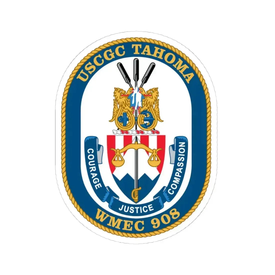 USCGC Tahoma WMEC 908 (U.S. Coast Guard) STICKER Vinyl Kiss-Cut Decal 4 Inch White - The Sticker Space