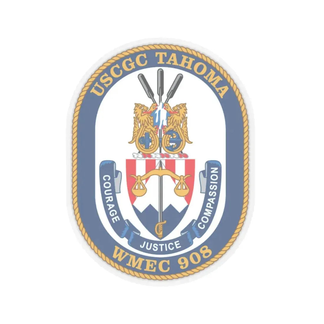 USCGC Tahoma WMEC 908 (U.S. Coast Guard) STICKER Vinyl Kiss-Cut Decal 6 Inch Transparent - The Sticker Space