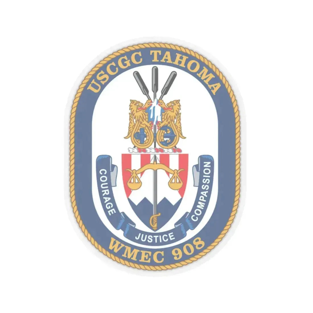 USCGC Tahoma WMEC 908 (U.S. Coast Guard) STICKER Vinyl Kiss-Cut Decal 6 Inch Transparent - The Sticker Space