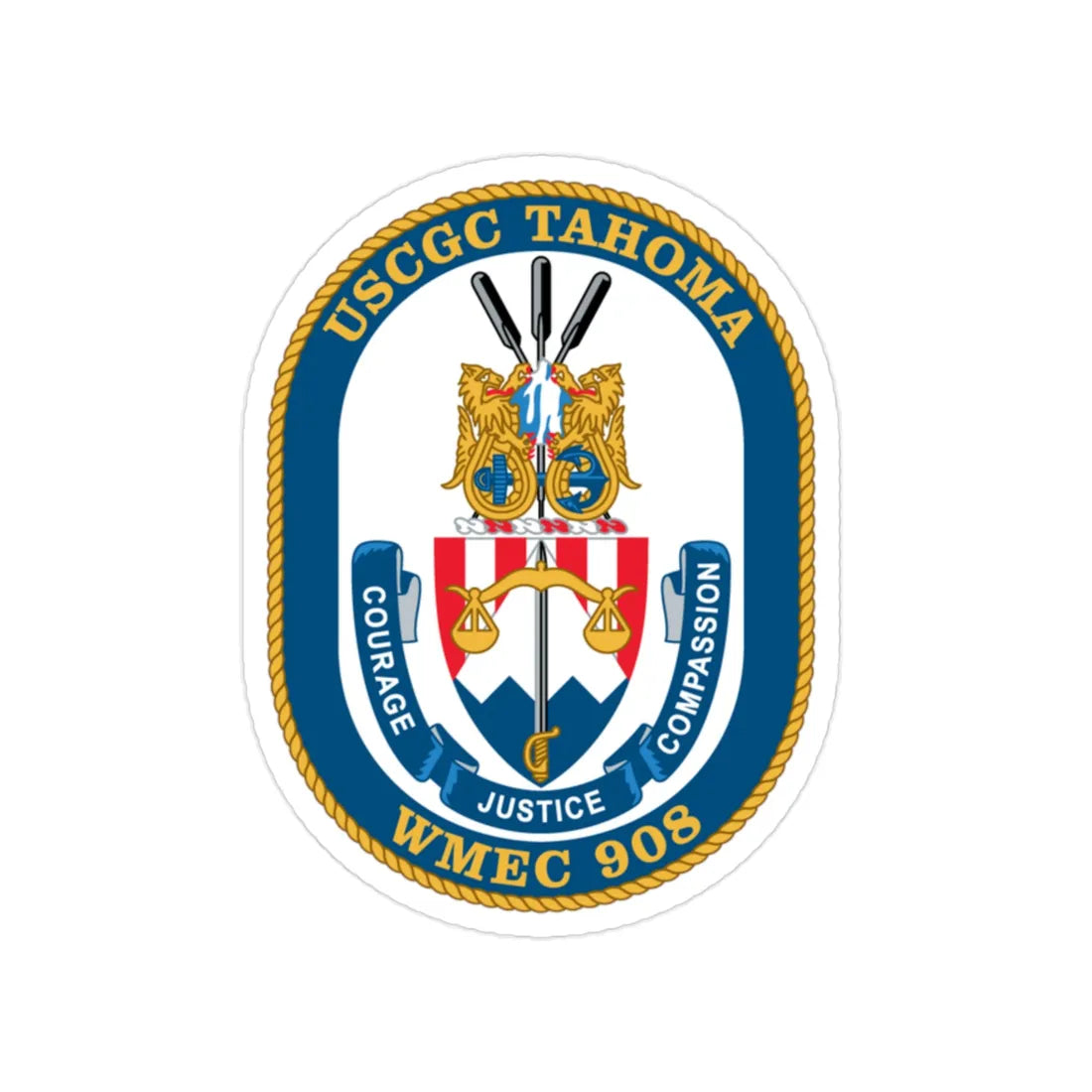 USCGC Tahoma WMEC 908 (U.S. Coast Guard) Transparent STICKER Die-Cut Vinyl Decal 2 Inch - The Sticker Space