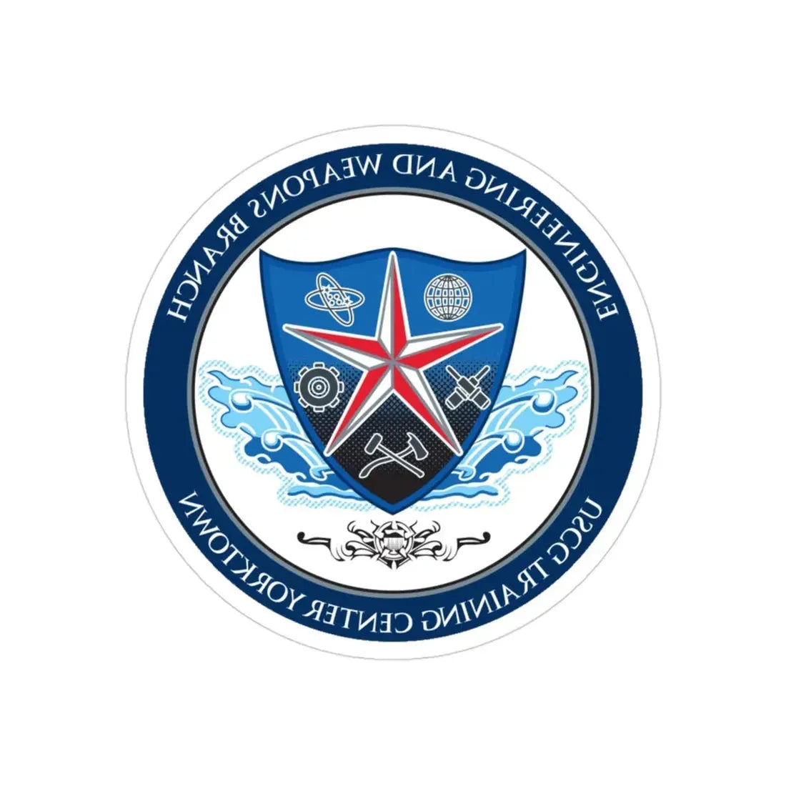 USCGC Training Yorktown (U.S. Coast Guard) REVERSE PRINT Transparent Die-Cut STICKER 3 Inch Die-Cut Transparent - The Sticker Space