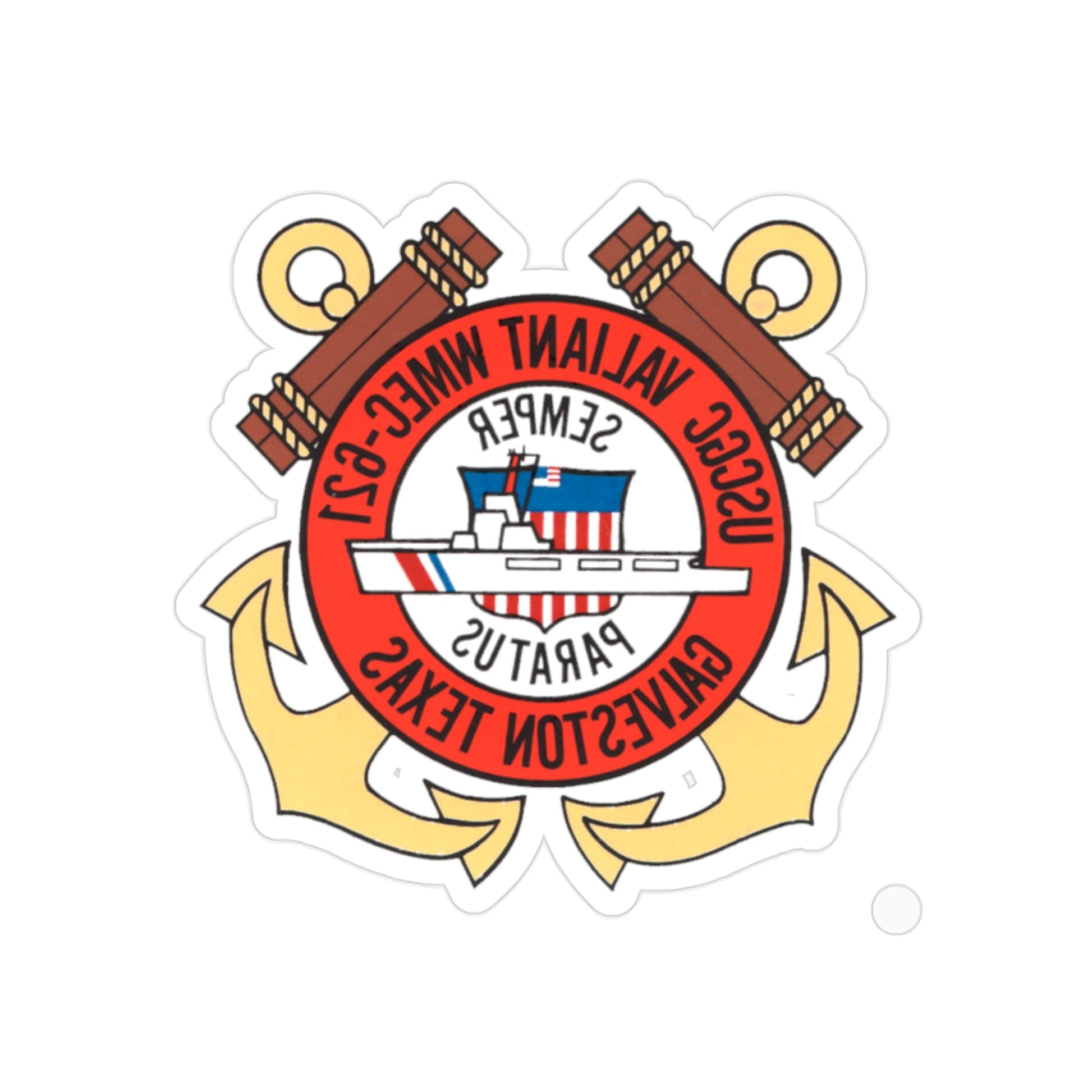 USCGC Valiant WMEC 621 (U.S. Coast Guard) REVERSE PRINT Transparent STICKER-2" × 2"-The Sticker Space