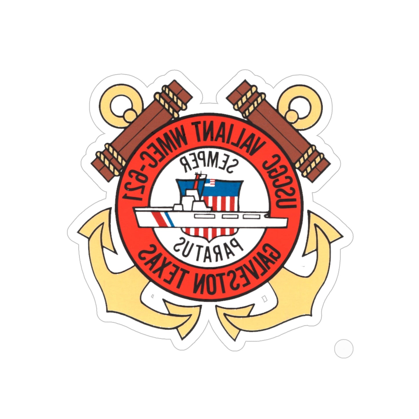 USCGC Valiant WMEC 621 (U.S. Coast Guard) REVERSE PRINT Transparent STICKER-6" × 6"-The Sticker Space