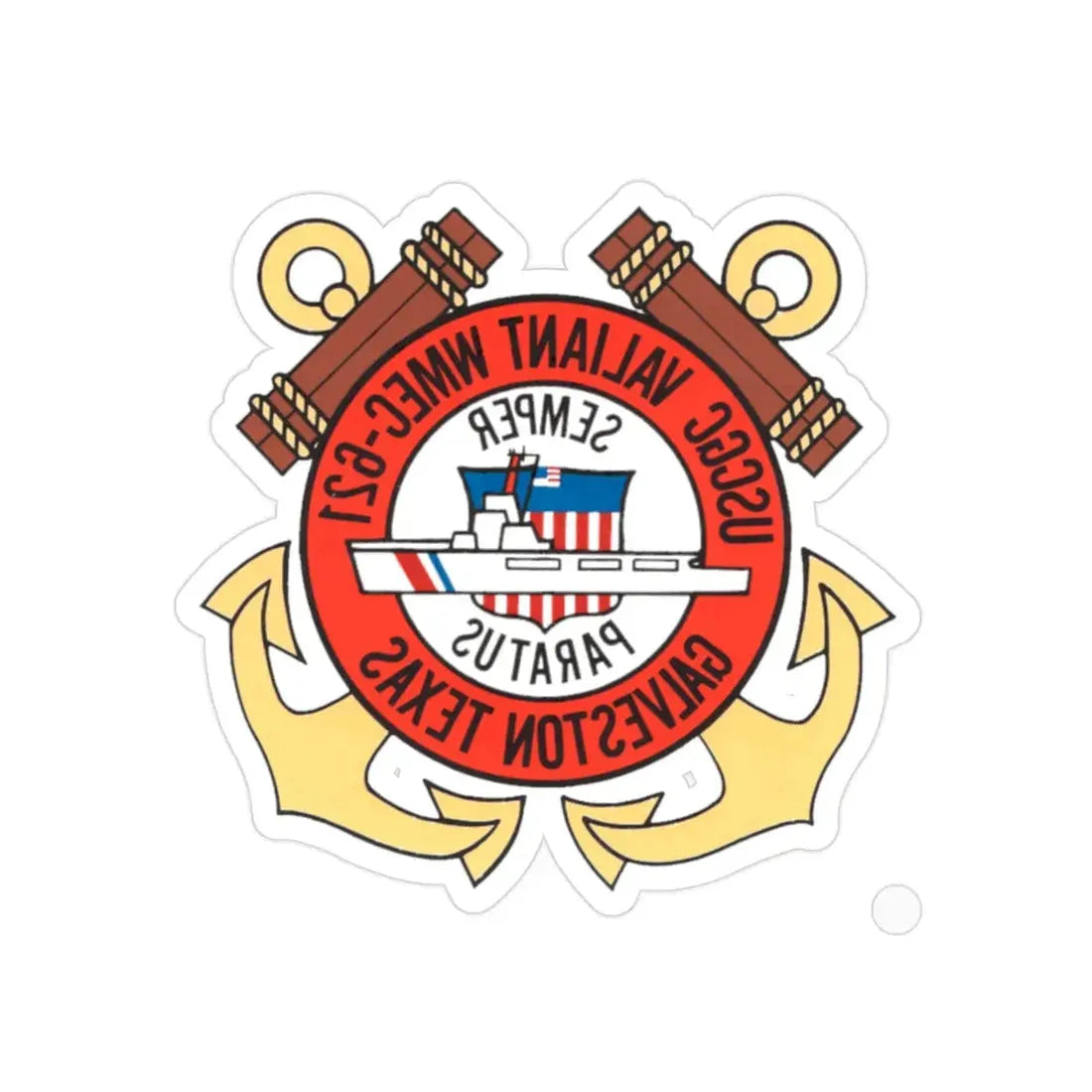 USCGC Valiant WMEC 621 (U.S. Coast Guard) REVERSE PRINT Transparent Die-Cut STICKER 2 Inch Die-Cut Transparent - The Sticker Space