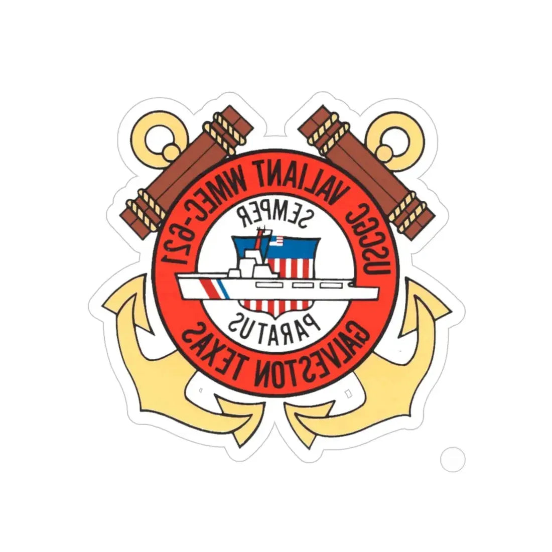 USCGC Valiant WMEC 621 (U.S. Coast Guard) REVERSE PRINT Transparent Die-Cut STICKER 4 Inch Die-Cut Transparent - The Sticker Space