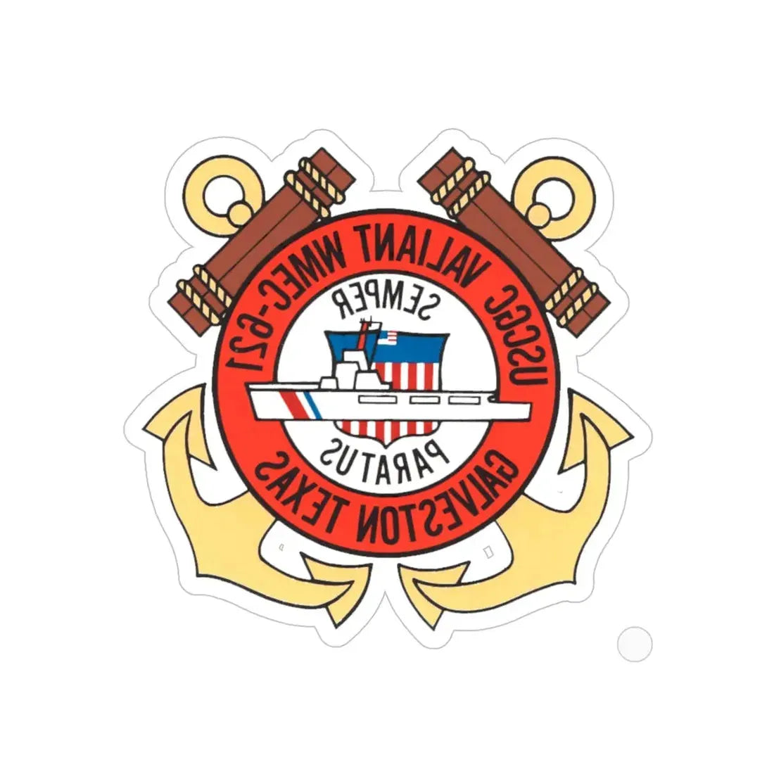 USCGC Valiant WMEC 621 (U.S. Coast Guard) REVERSE PRINT Transparent Die-Cut STICKER 5 Inch Die-Cut Transparent - The Sticker Space