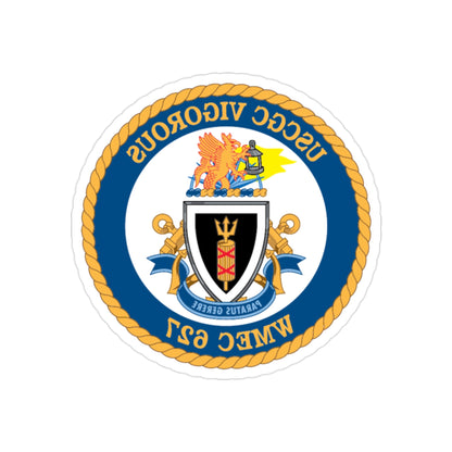 USCGC Vigorous WMEC 627 (U.S. Coast Guard) REVERSE PRINT Transparent STICKER-2" × 2"-The Sticker Space