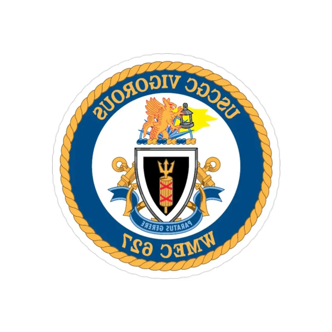 USCGC Vigorous WMEC 627 (U.S. Coast Guard) REVERSE PRINT Transparent Die-Cut STICKER 2 Inch Die-Cut Transparent - The Sticker Space