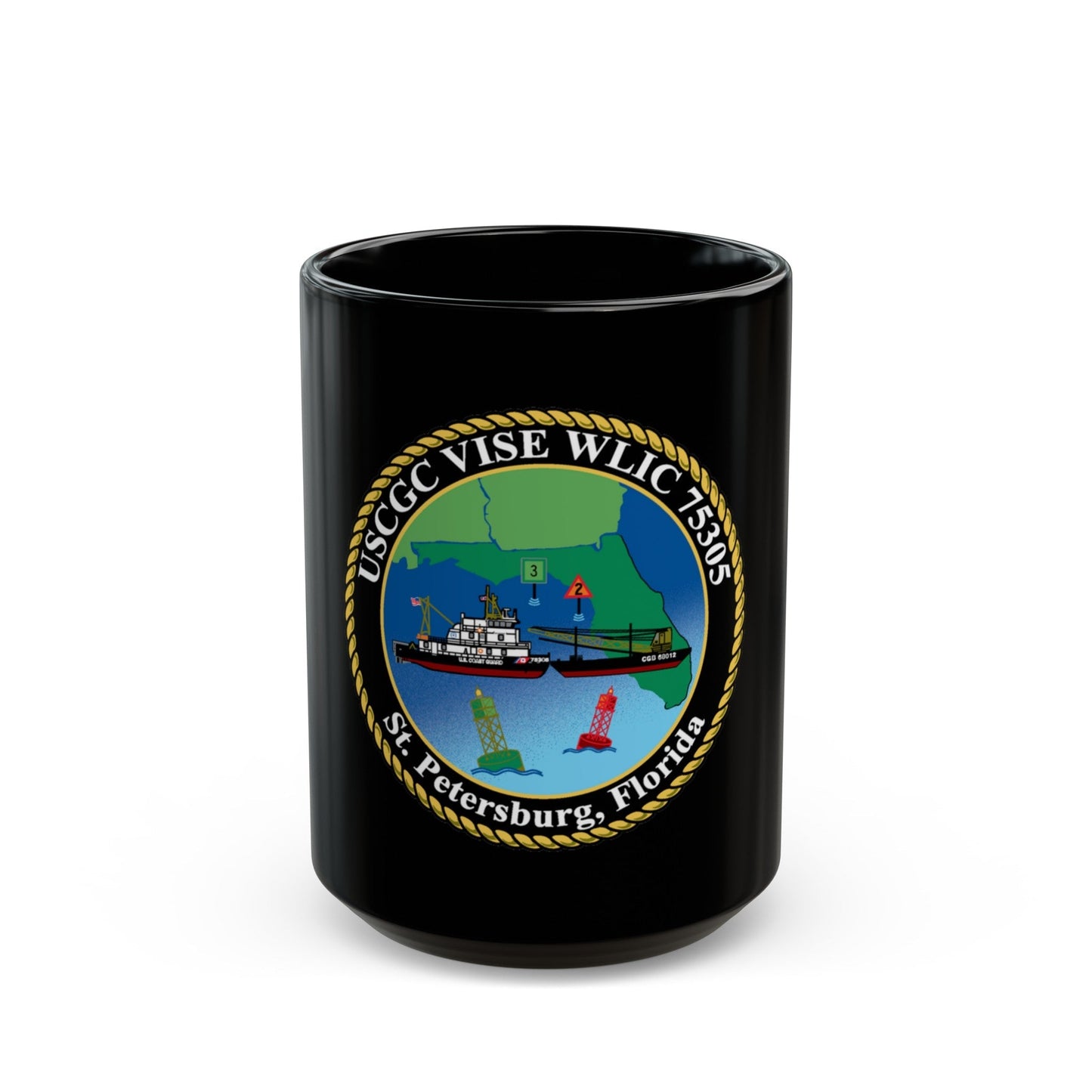 USCGC VISE WLIC 75305 (U.S. Coast Guard) Black Coffee Mug-15oz-The Sticker Space