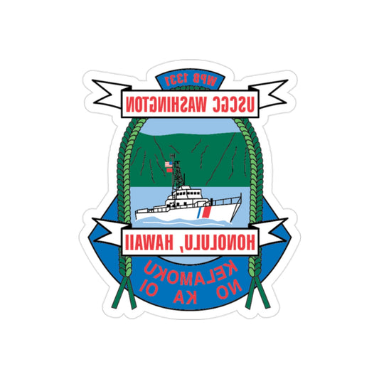 USCGC Washington WPB 1331 Honolulu Hawaii (U.S. Coast Guard) REVERSE PRINT Transparent STICKER-2" × 2"-The Sticker Space