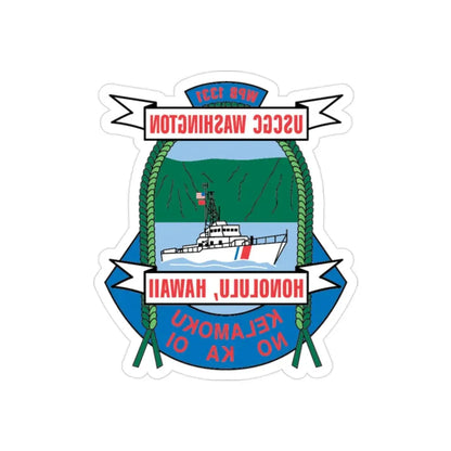 USCGC Washington WPB 1331 Honolulu Hawaii (U.S. Coast Guard) REVERSE PRINT Transparent Die-Cut STICKER 2 Inch Die-Cut Transparent - The Sticker Space