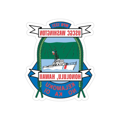 USCGC Washington WPB 1331 Honolulu Hawaii (U.S. Coast Guard) REVERSE PRINT Transparent Die-Cut STICKER 5 Inch Die-Cut Transparent - The Sticker Space