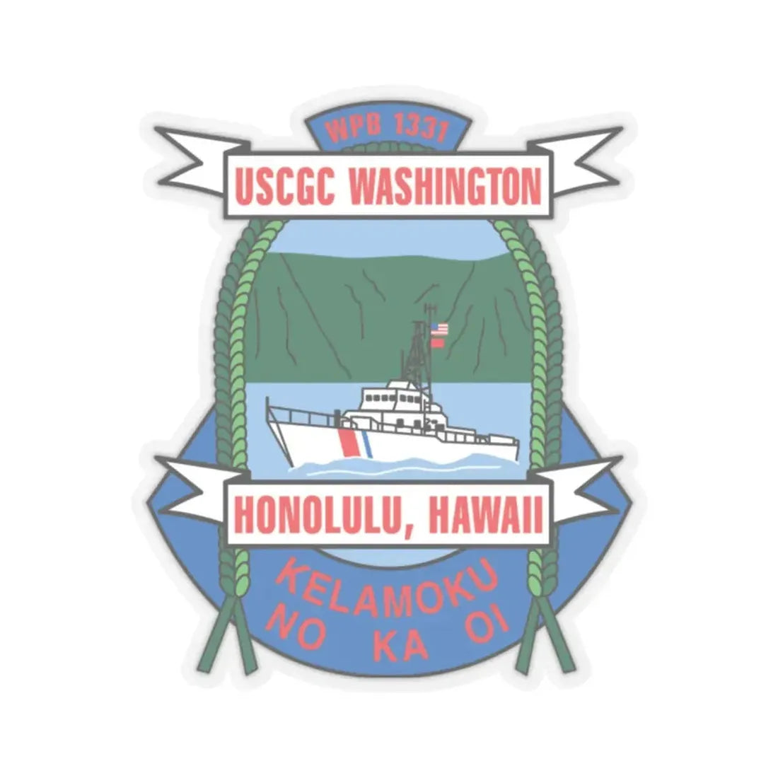 USCGC Washington WPB 1331 Honolulu Hawaii (U.S. Coast Guard) STICKER Vinyl Kiss-Cut Decal 2 Inch Transparent - The Sticker Space