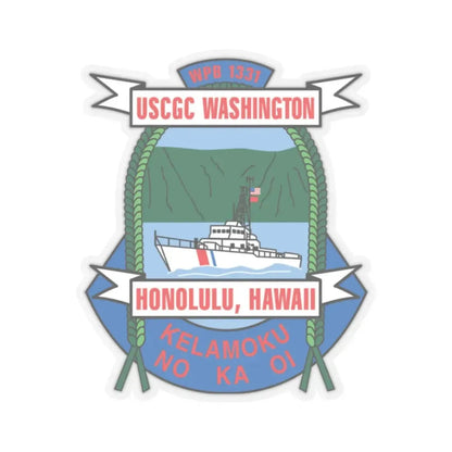USCGC Washington WPB 1331 Honolulu Hawaii (U.S. Coast Guard) STICKER Vinyl Kiss-Cut Decal 2 Inch Transparent - The Sticker Space