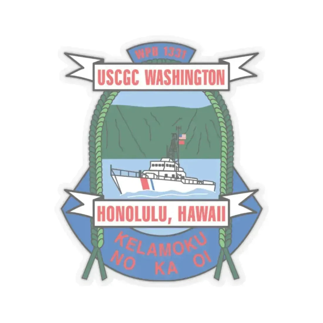 USCGC Washington WPB 1331 Honolulu Hawaii (U.S. Coast Guard) STICKER Vinyl Kiss-Cut Decal 2 Inch Transparent - The Sticker Space