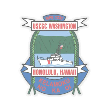 USCGC Washington WPB 1331 Honolulu Hawaii (U.S. Coast Guard) STICKER Vinyl Kiss-Cut Decal 2 Inch Transparent - The Sticker Space