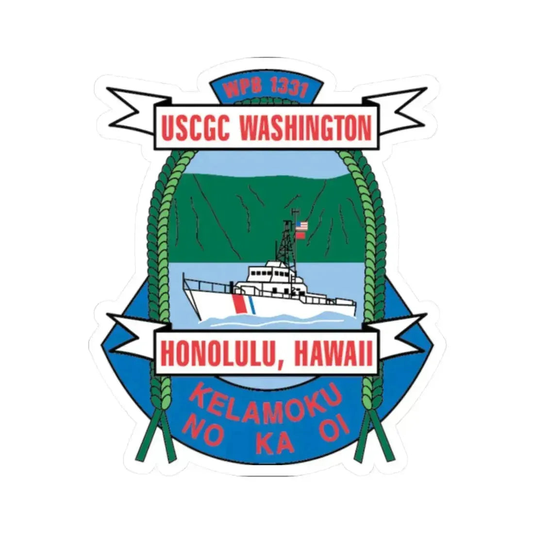 USCGC Washington WPB 1331 Honolulu Hawaii (U.S. Coast Guard) STICKER Vinyl Kiss-Cut Decal 2 Inch White - The Sticker Space