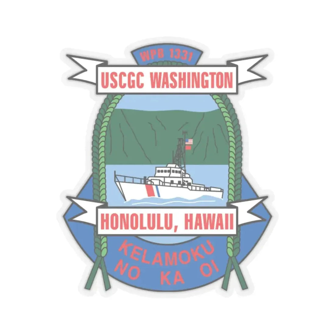 USCGC Washington WPB 1331 Honolulu Hawaii (U.S. Coast Guard) STICKER Vinyl Kiss-Cut Decal 3 Inch Transparent - The Sticker Space
