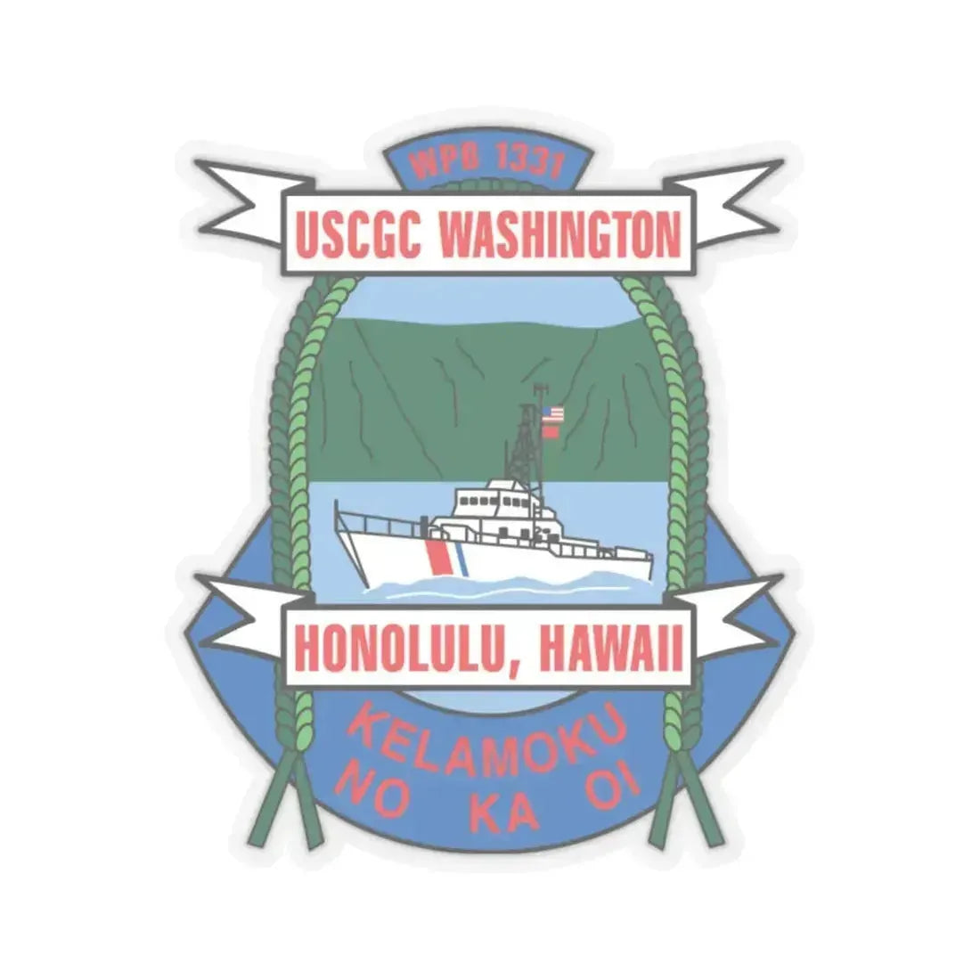 USCGC Washington WPB 1331 Honolulu Hawaii (U.S. Coast Guard) STICKER Vinyl Kiss-Cut Decal 3 Inch Transparent - The Sticker Space