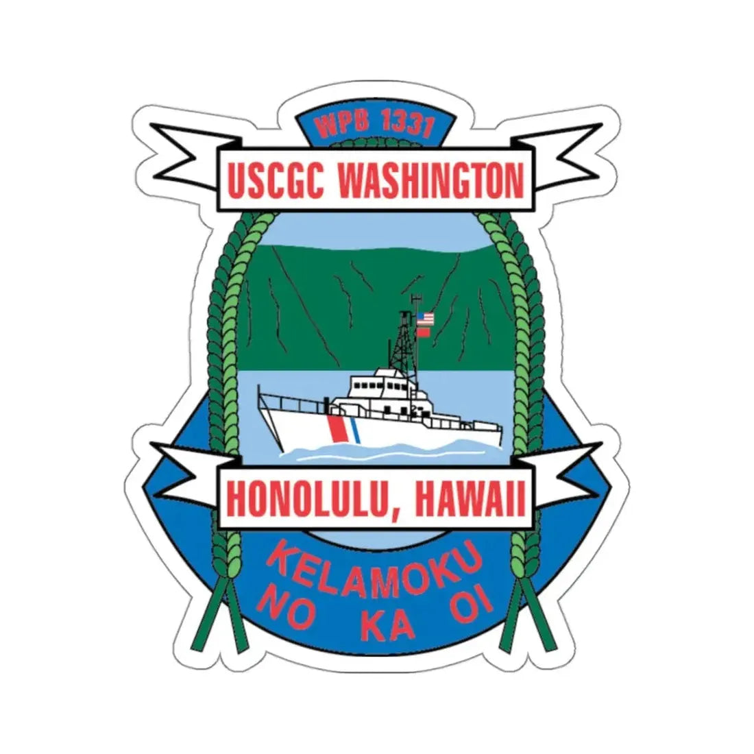 USCGC Washington WPB 1331 Honolulu Hawaii (U.S. Coast Guard) STICKER Vinyl Kiss-Cut Decal 3 Inch White - The Sticker Space